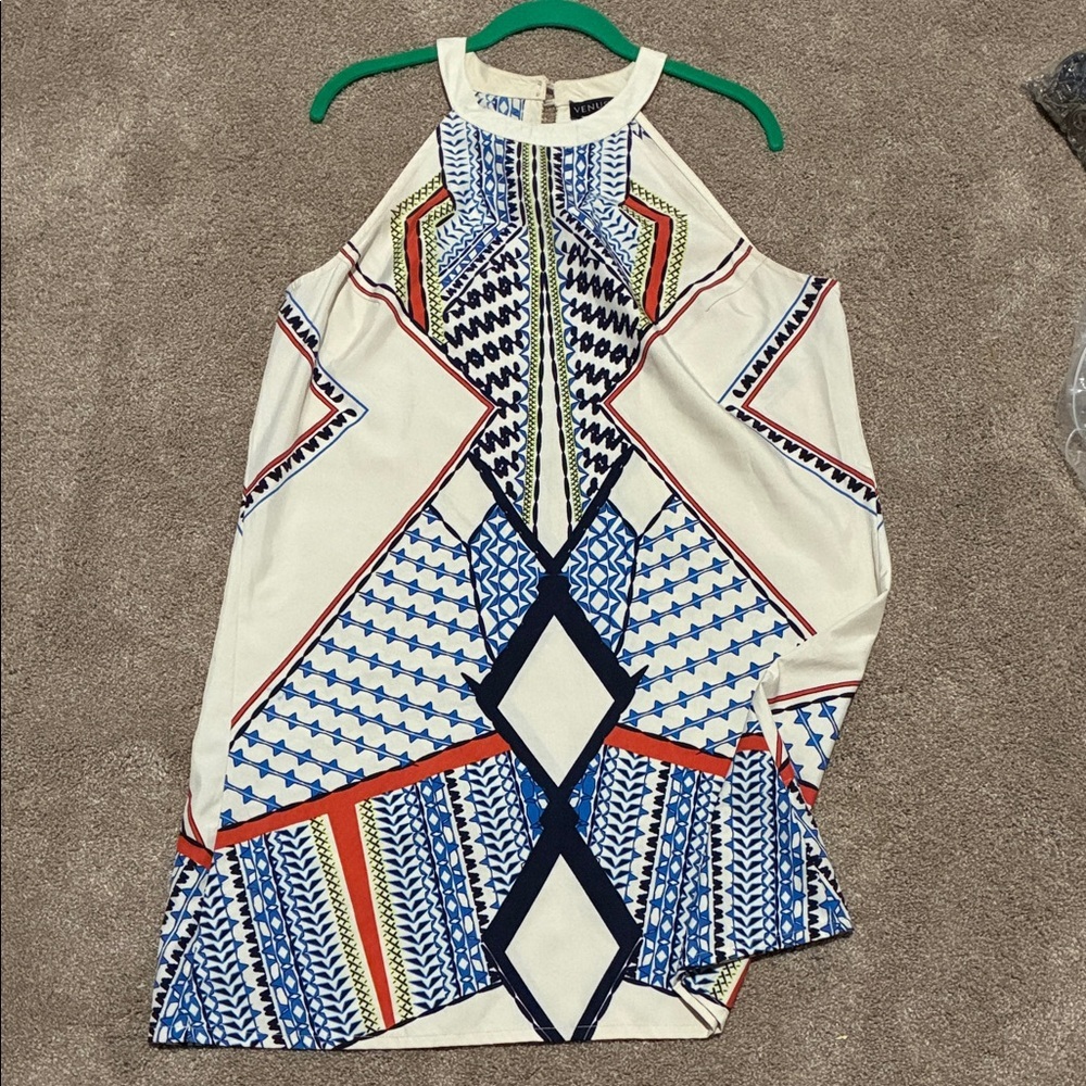 Venus Geometric Patterned Halter Dress